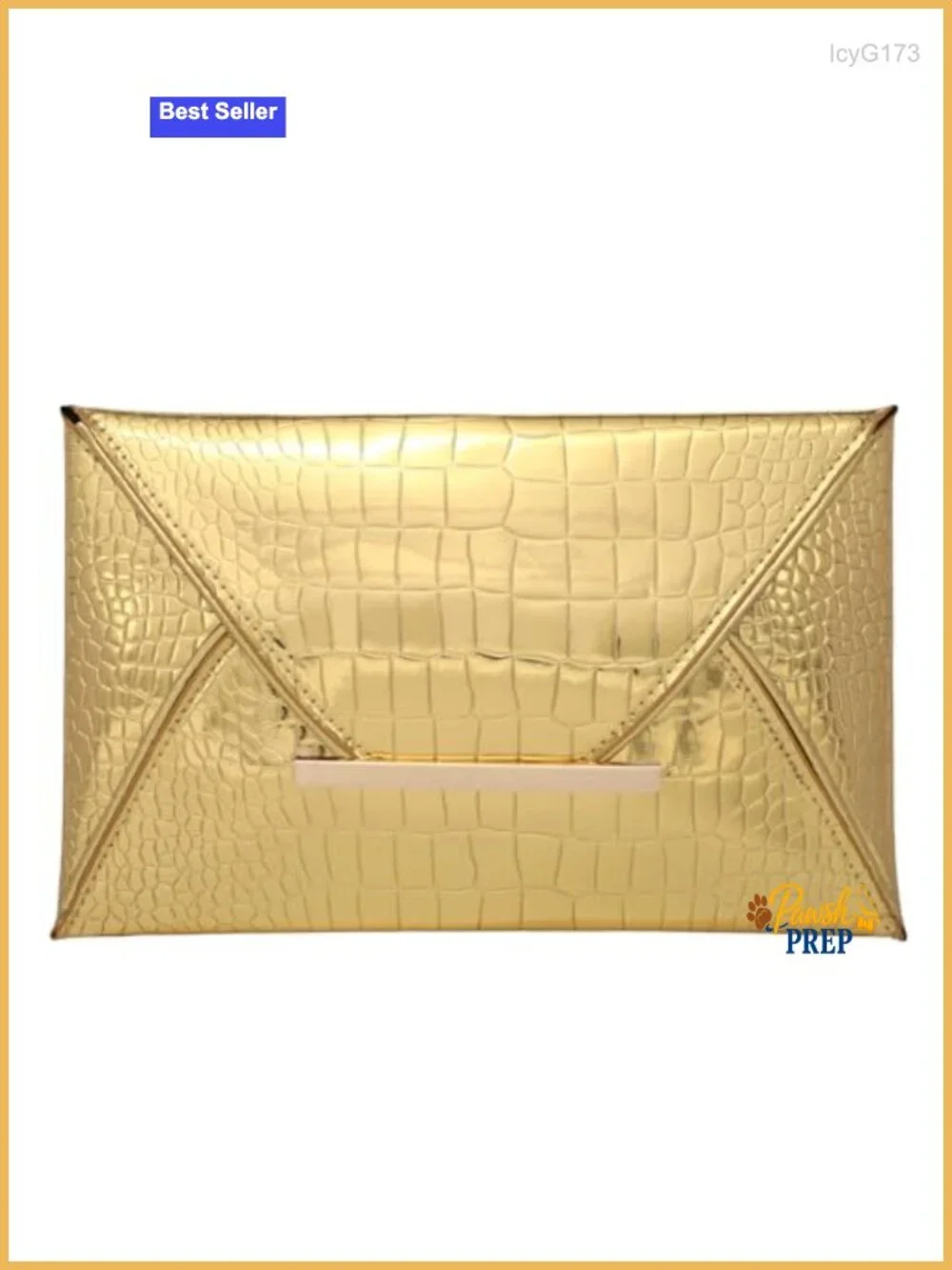 Croc-Embossed Faux Leather Evening Clutch, Envelope Purse for Prom & Formal